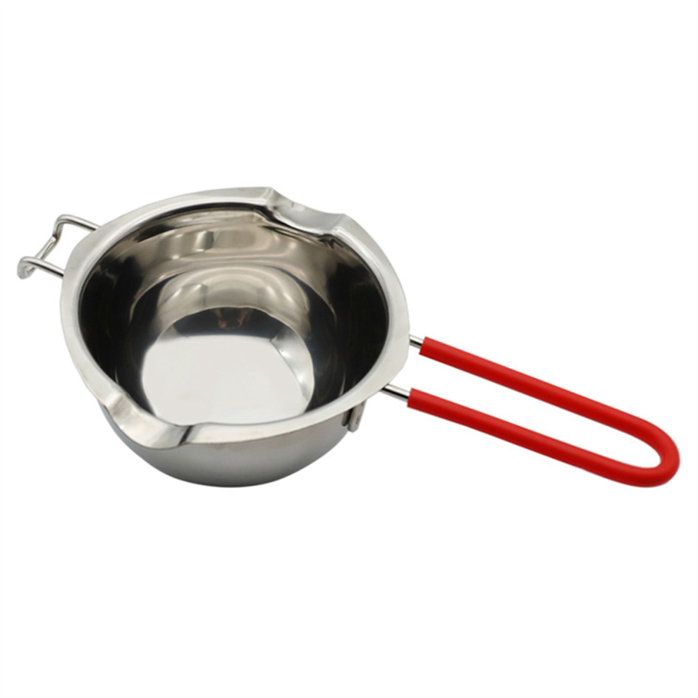 400ml Chocolate Melt Pot, Stainless Steel Bowl Suitable for Candy Making Double Nozzle with Front Hook Red