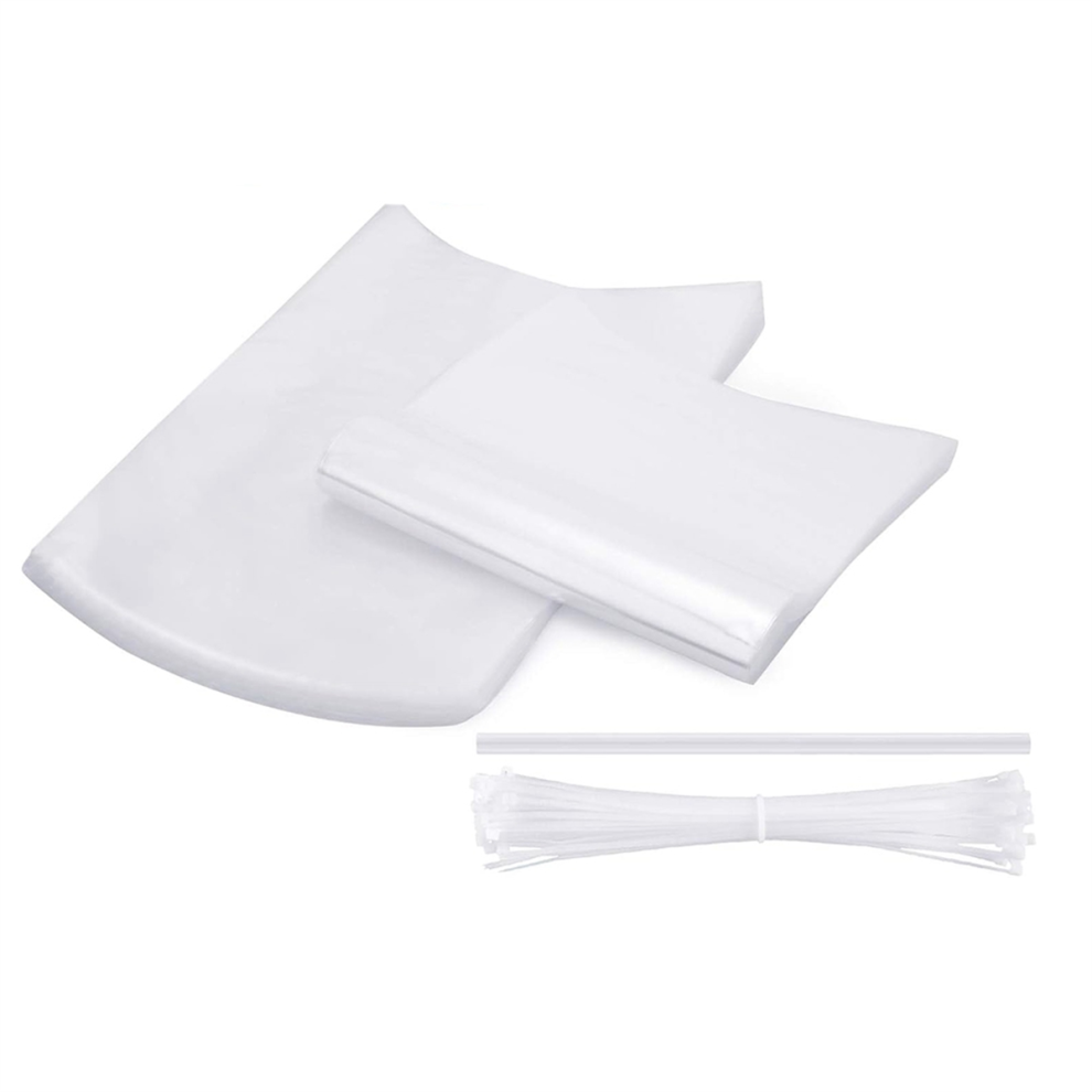 100 Pieces Poultry Shrink Wrap Bags Transparent Heat and Zip Ties Clear Silicone Straw