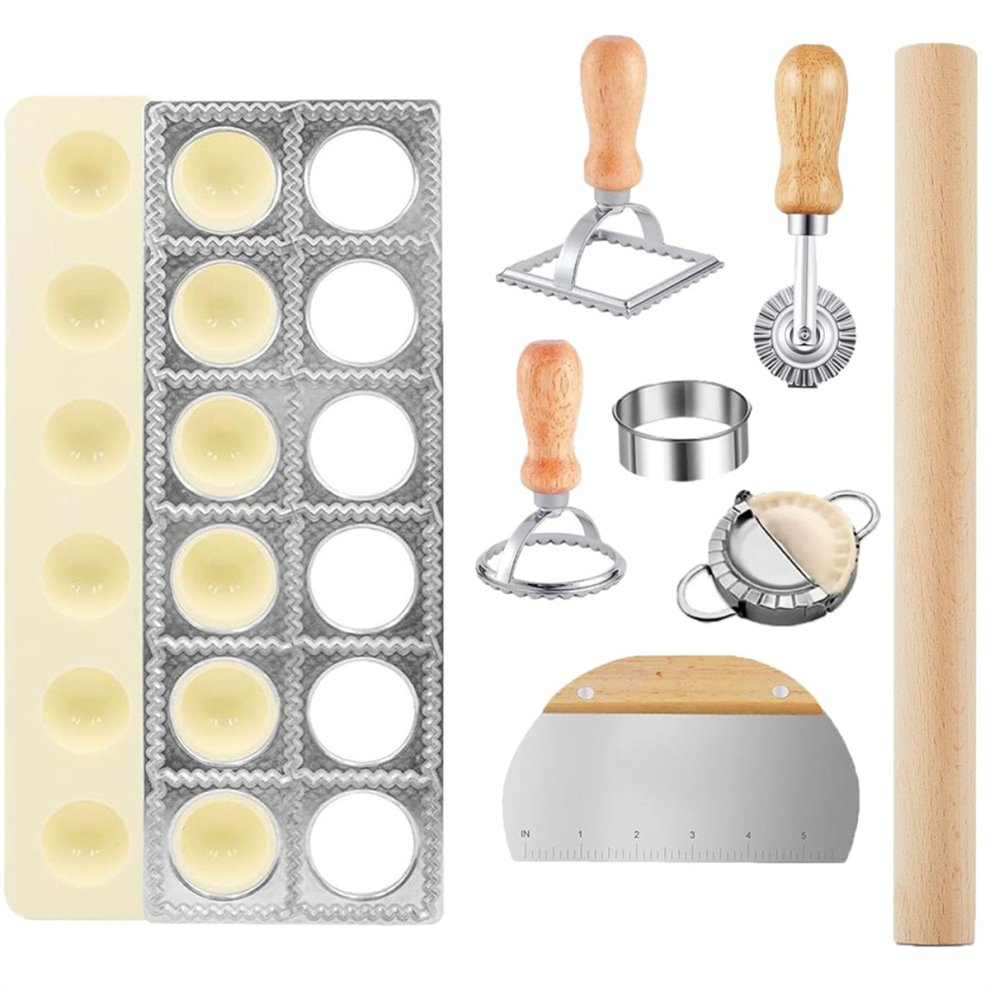 8 Pcs Ravioli Mold Set Include Maker ,Dough , Dumpling Maker, Cutter Set,Pasta Making