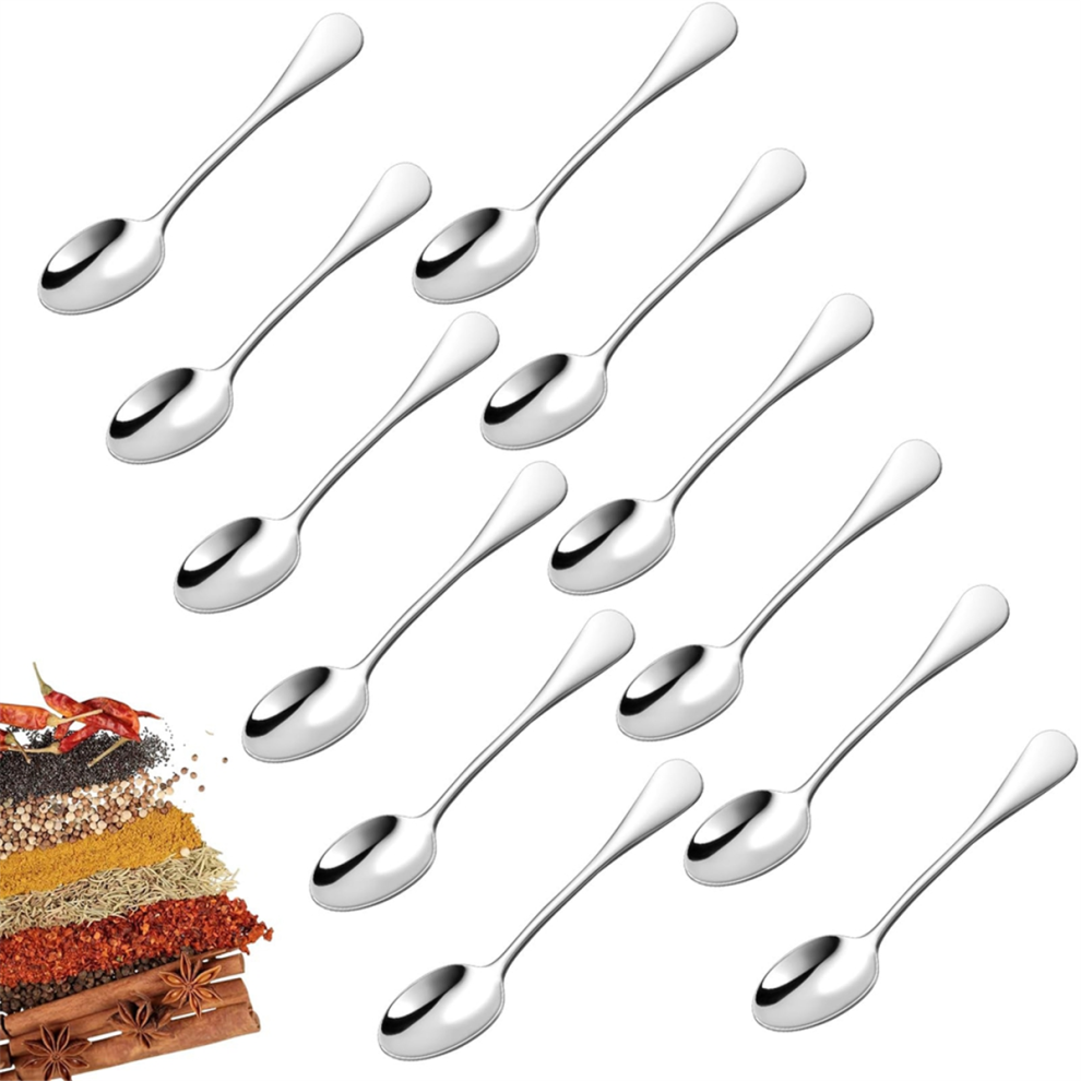 12Pcs 3. 54inch Tiny Spoons for Spices Salt Jars Mini Size Stainless Steel Condiment Salt,Sugar,Honey