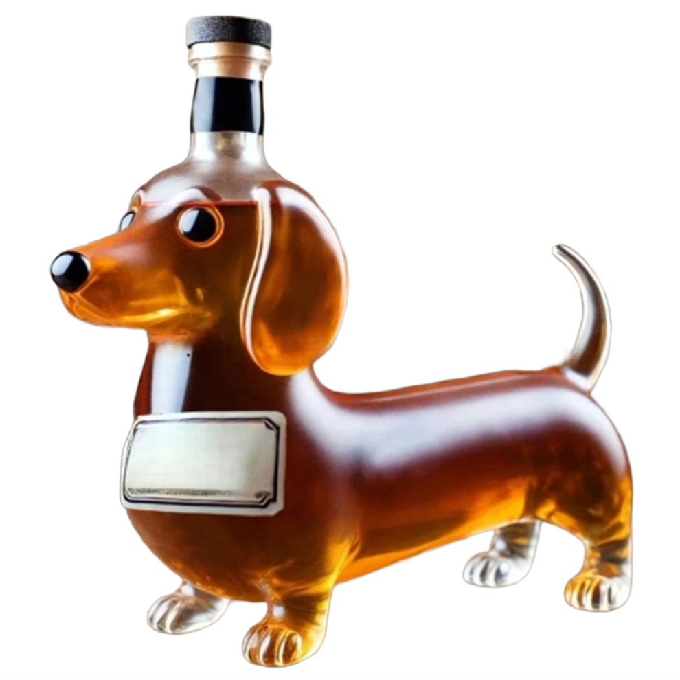 Dachshund Dog Whiskey Bottle,3D Sculpted Shape Glass Tumbler,Red Wine Bottle,Reusable Liquor Flask Glassware C