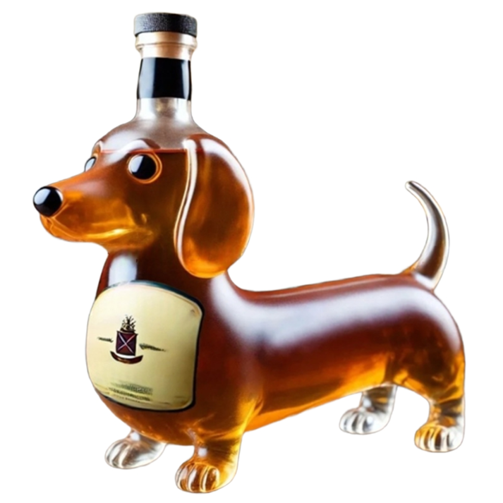 Dachshund Dog Whiskey Bottle,3D Sculpted Shape Glass Tumbler,Red Wine Bottle,Reusable Liquor Flask Glassware D