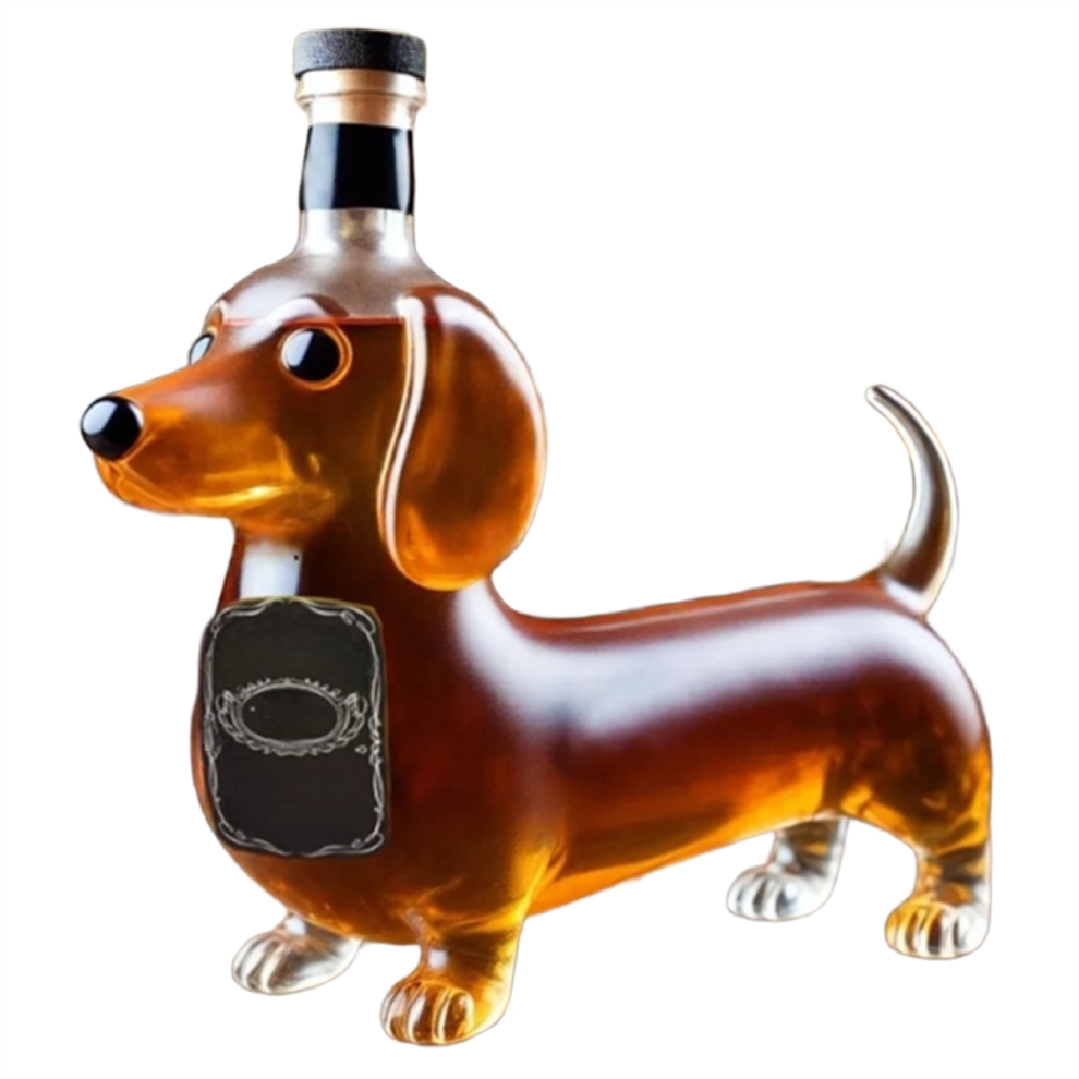 Dachshund Dog Whiskey Bottle,3D Sculpted Shape Glass Tumbler,Red Wine Bottle,Reusable Liquor Flask Glassware B