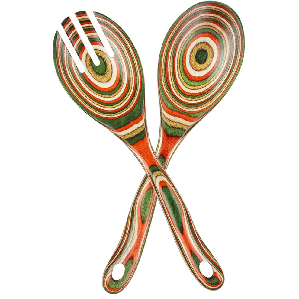 10-Inch Pakkawood Salad Tongs - Serving Utensils Set for Salad, Pasta, Fruits, Kitchen Cooking Tools