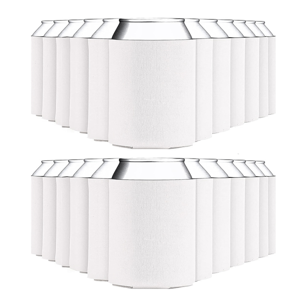 25Pcs Blank Beer Can Cooler Sleeves, Fold Foam Insulated Sleeves for 12oz 16oz Soda, Water Bottles White