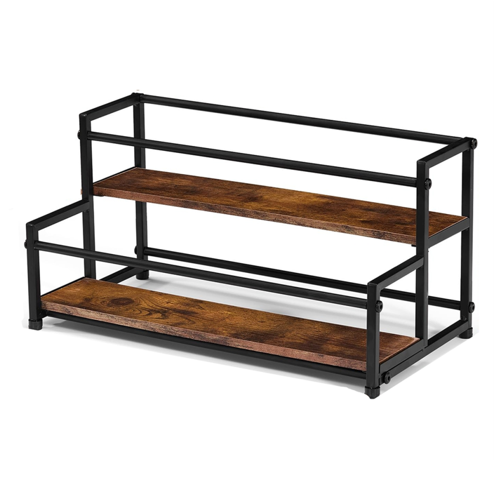 Coffee Syrup Organizer, 2-Tier 6 Bottles Rack CoffeeBar, Liquor Bottle Display Shelf Holder for Syrup, Wine, Spice