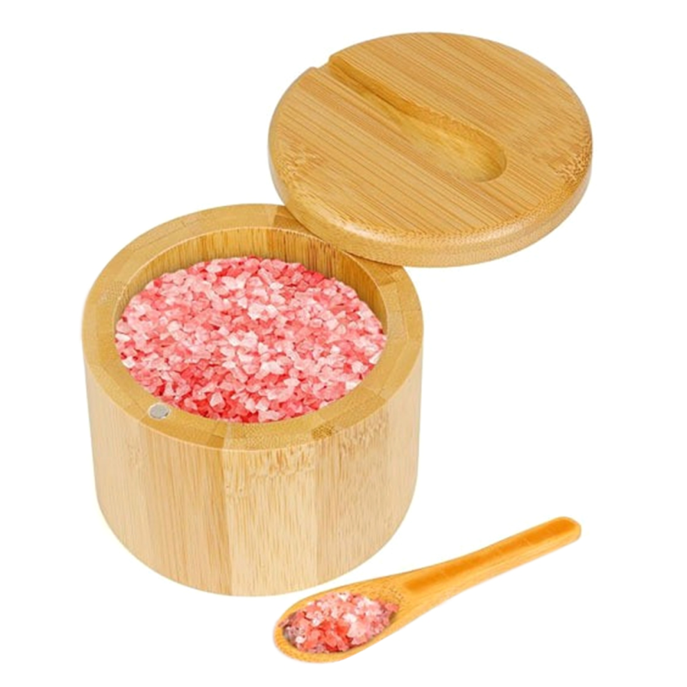Salt Seasoning Jars Pepper Jar Bamboo Condiment Box Storage Pot Set Wood Sugar Container Holder Lid Function Multi Bowls