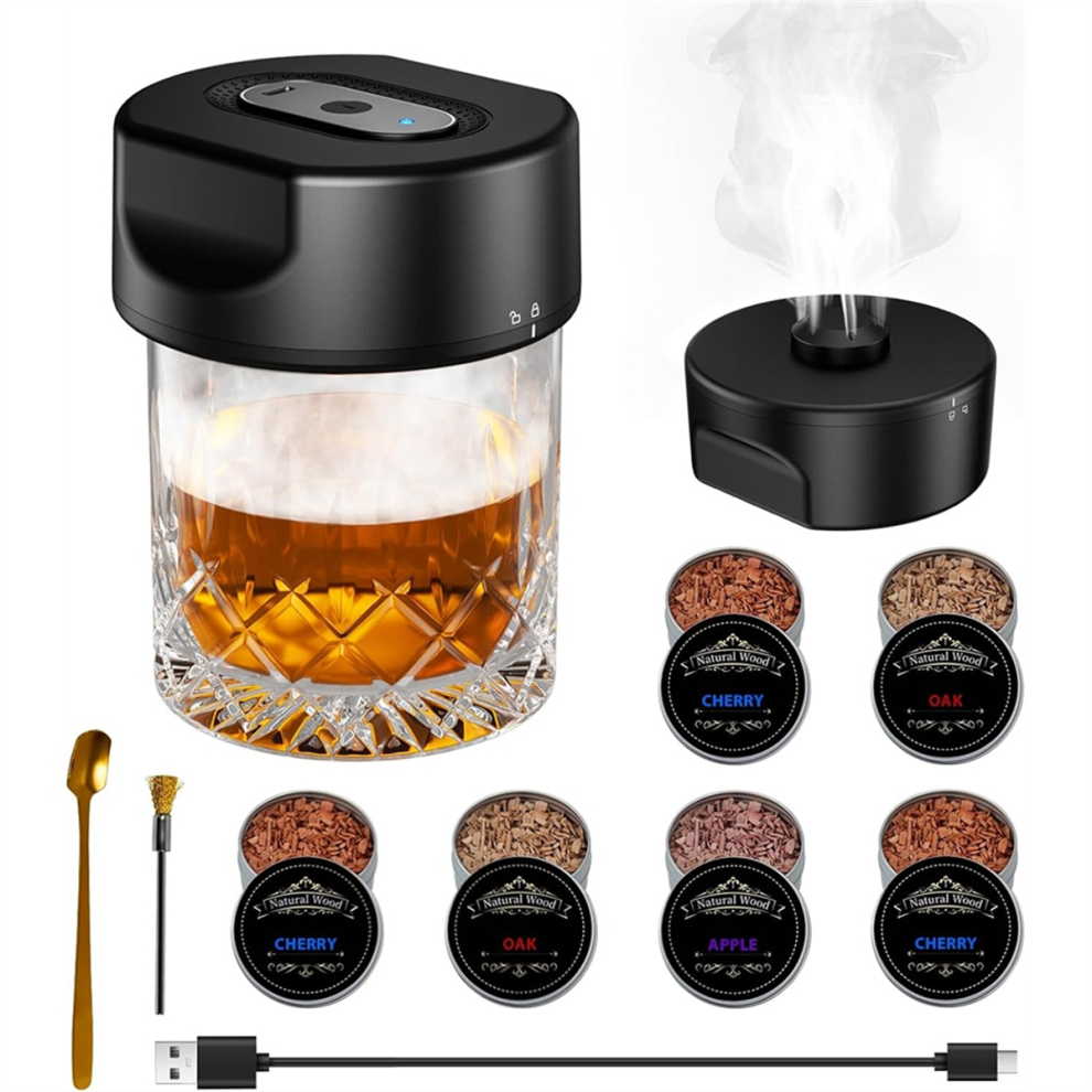 Electric Whiskey Smoker Kit, Upgraded Cocktail Kit 6 Wood Chips, BourbonSmoker for Men, Women, Husband