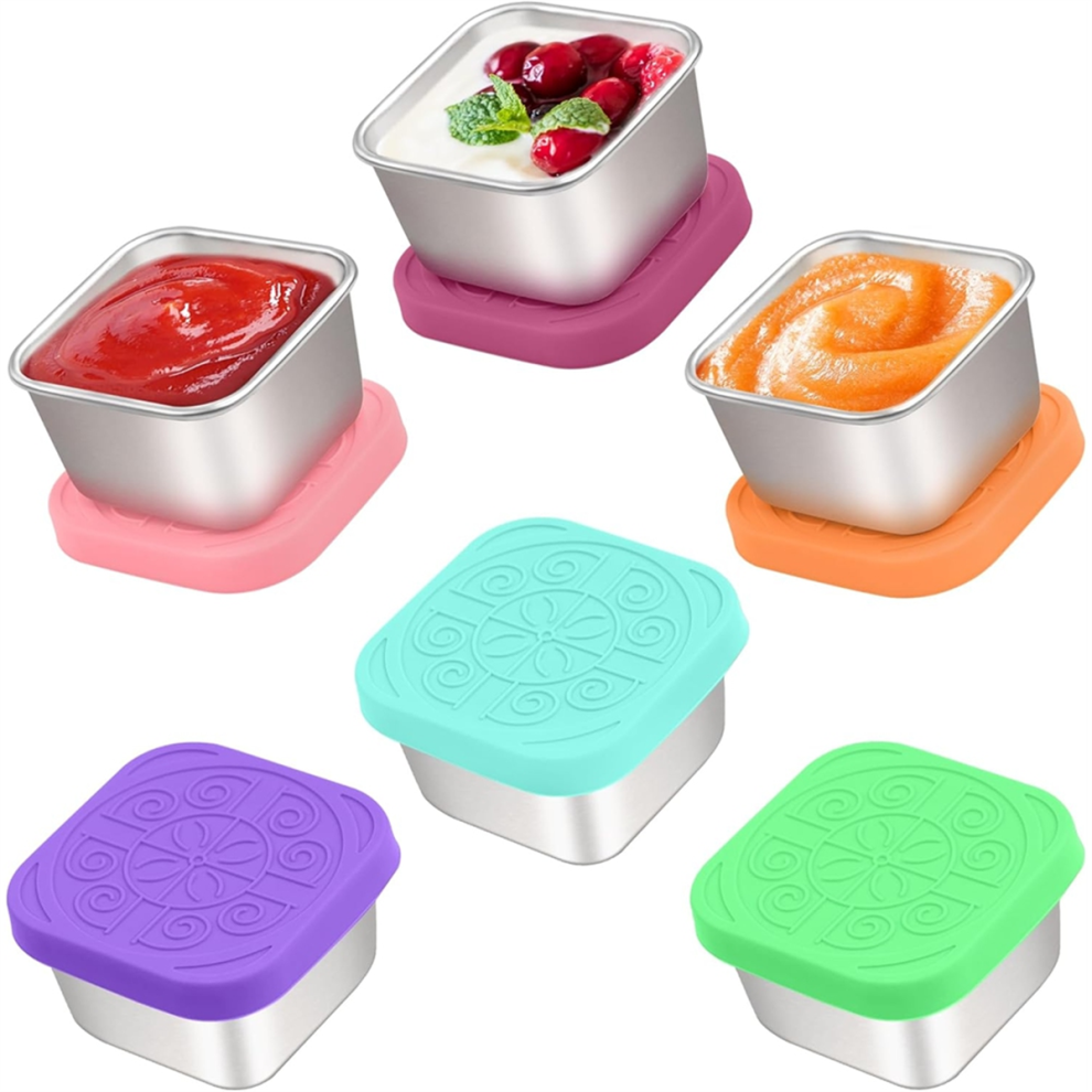 Salad Dressing Containers, Leak-Proof Sauce Containers Reusable for Lunch Boxes, Picnics, Office and Kitchen Storage