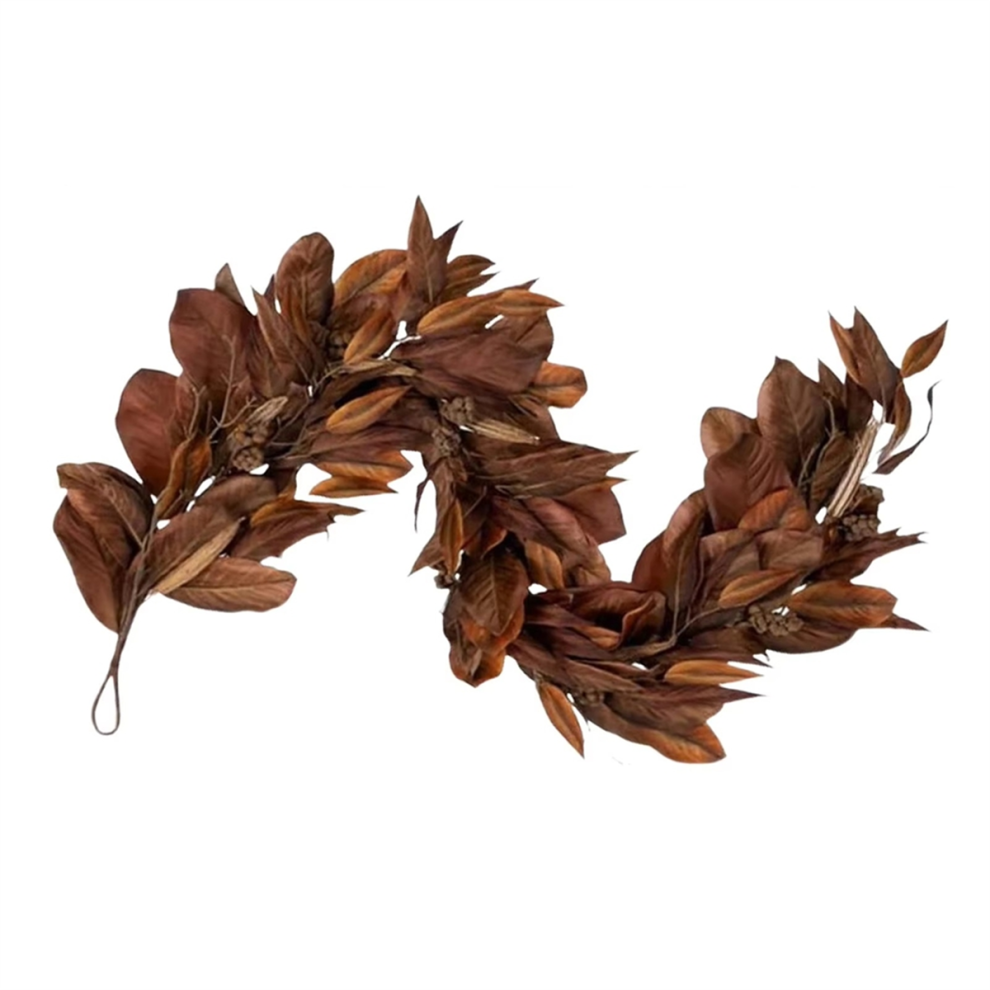 Fall Magnolia Leaves Garland 6Ft Artificial HolidayWreath Pine Cones for Harvest Kitchen Window