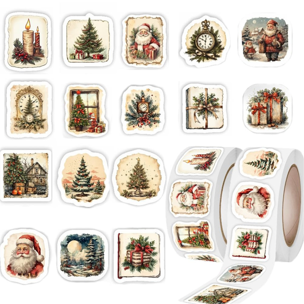 500 Christmas Roll Stickers, Stickers,for Party Supplies, Book, Cards, Water Bottles Decor