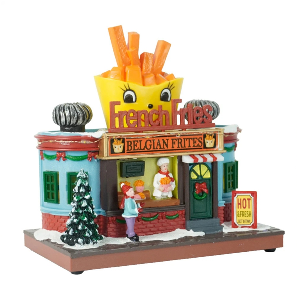 Cartoon French Fries House Decoration Figurine with LED Lights ChristmasHouse Chirtmas Desktop
