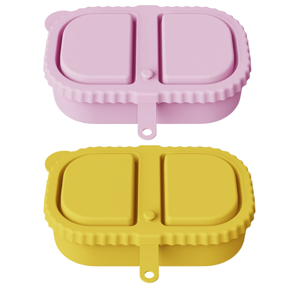Silicone Snack Containers, Reusable Compartment Boxes with Lids, Fruit and Salad Dressing Sauce Seasoning Container