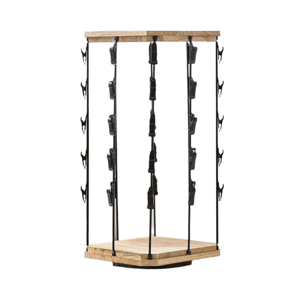 Chip Rack Display Stand, 5 Tiers Snack Organizer for Office Desk, 360 Rotating Wooden Base Holder Candy