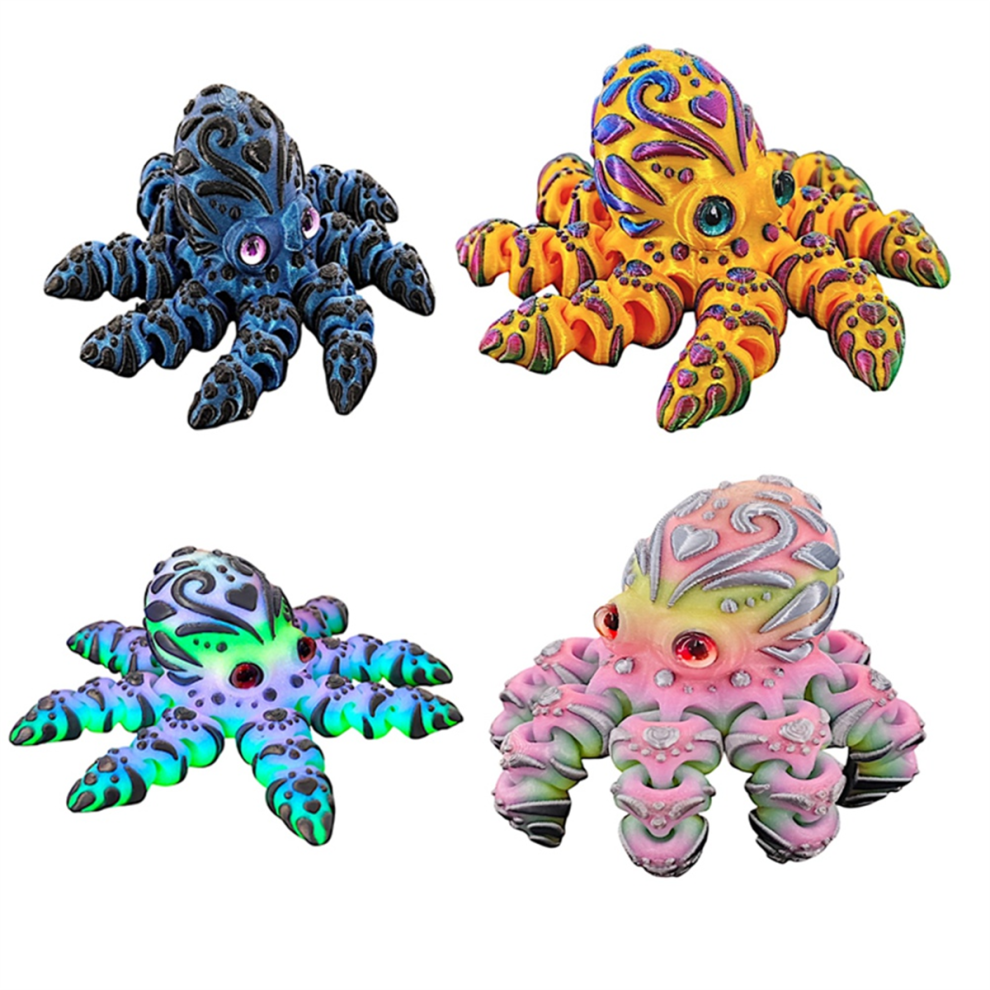 3D Printed Love Octopus Ornament Joint Mobility Simulated Animal Model Landscape Craft Home Desktop Decorations