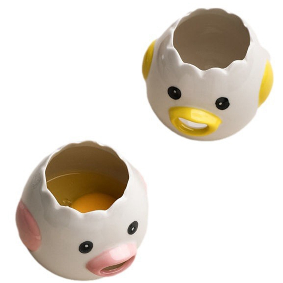 Cute Egg Separator, Ceramics Chicken Yolk White Separator Kitchen Gadget Baking Assistant Tool, Dishwasher Safe