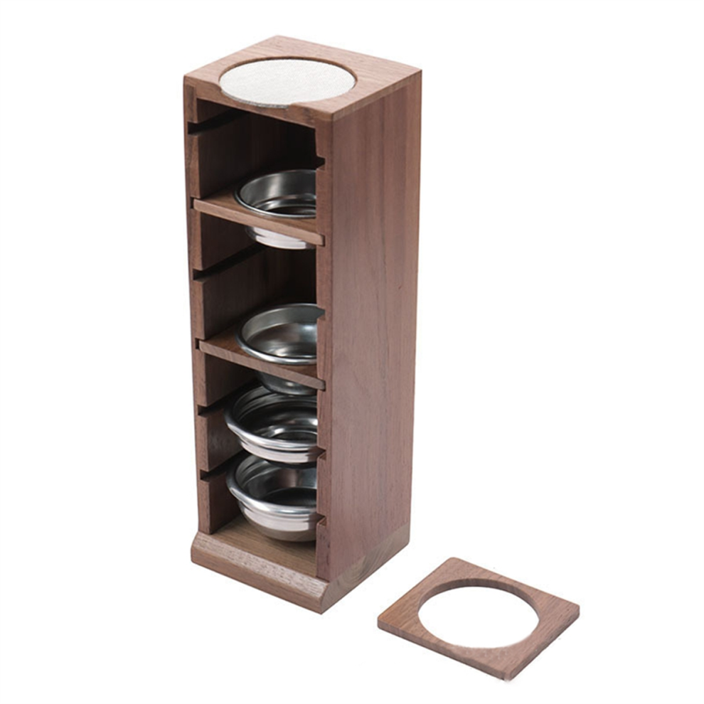 Espresso Coffee Filter Holder - Black Walnut, Powder Bowl Storage Rack, Handle Basket Rack B