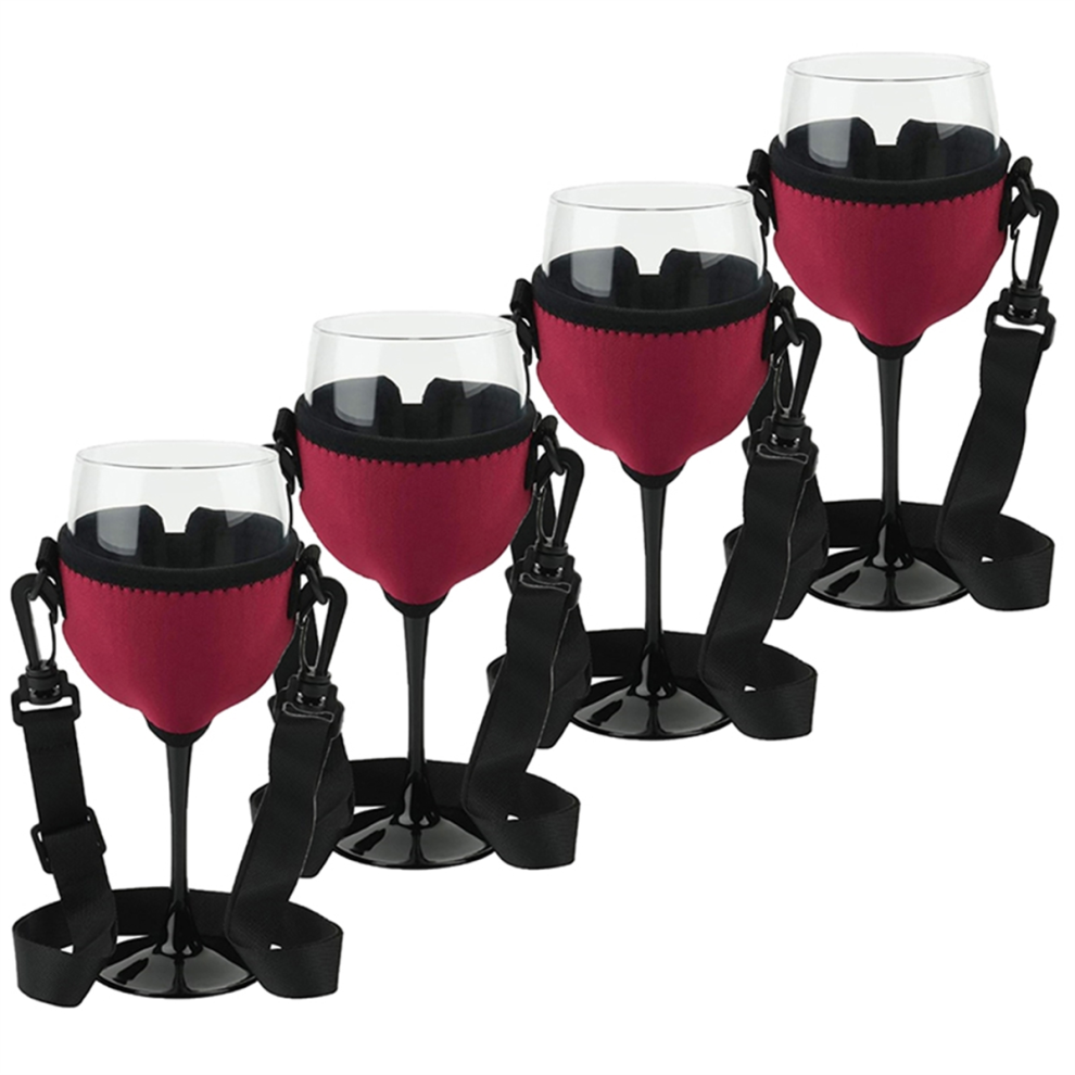 4PCS Portable Wine Glass Holder Strap Sling Yoke Support Neck for Birthday Cocktail Tools B