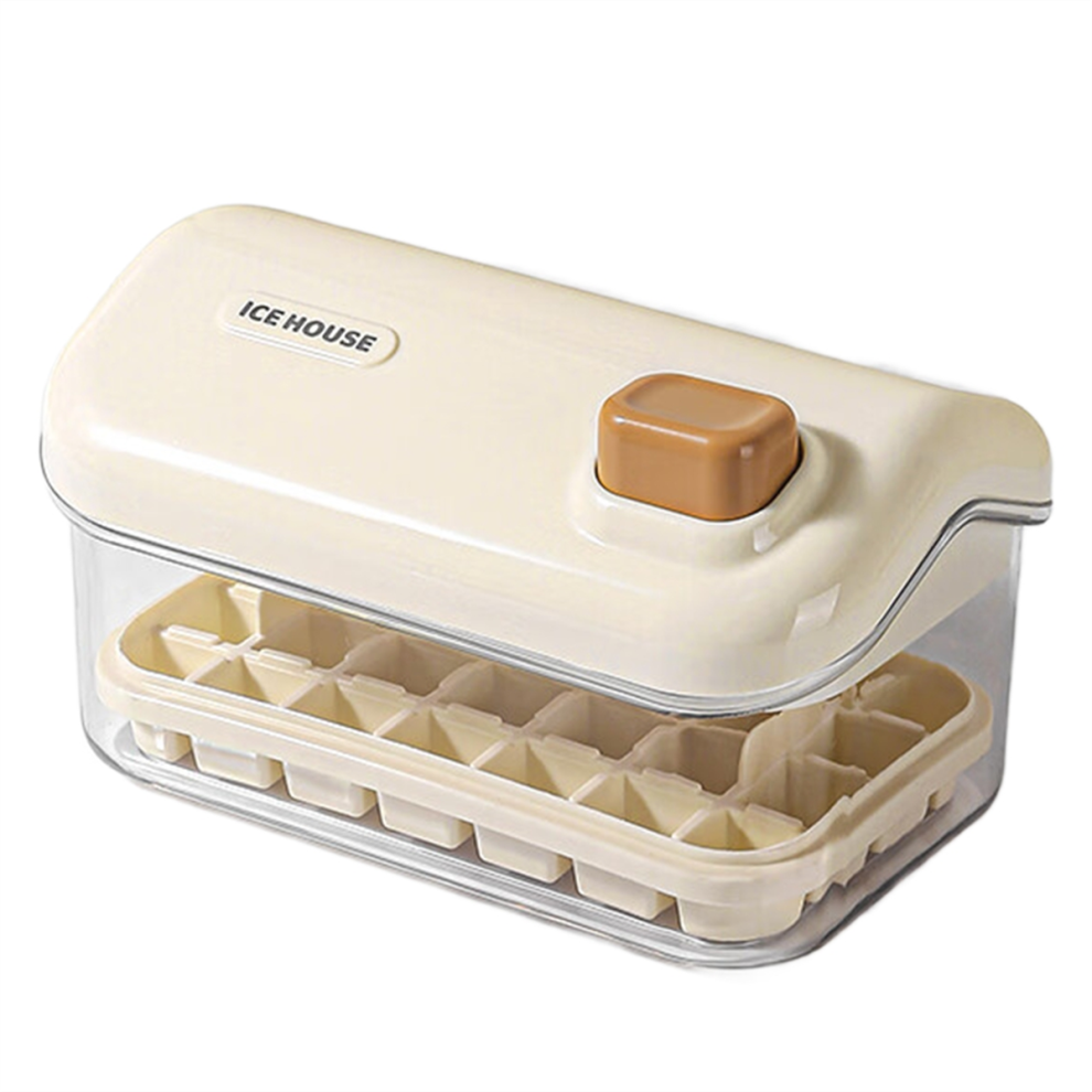 Ice Storage Box Mold Household Maker Large Capacity Refrigerator Homemade Creamy White B