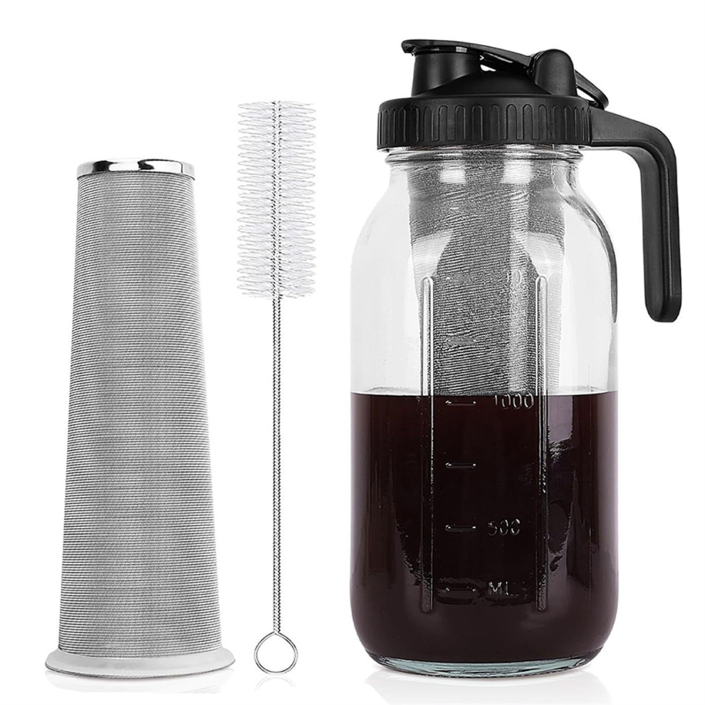 Cold Brew Coffee Maker Pitcher,64oz Iced Tea Pitcher for Fridge with Filter, Pour Spout Lid