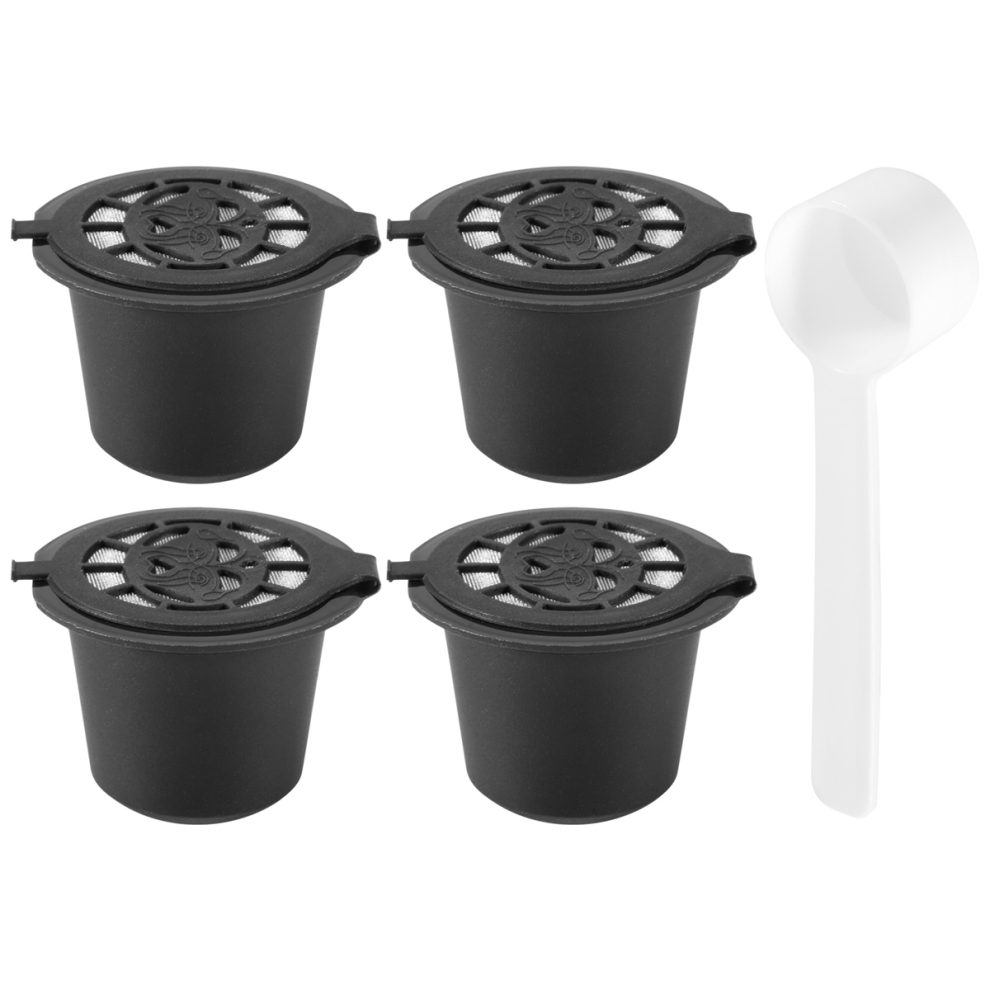 4x Refillable Reusable Coffee Capsules Pods For Machines Spoon