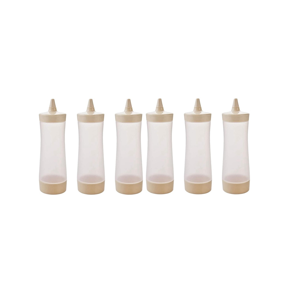 6Pcs Squeeze Squirt Condiment Bottles Ketchup Bottle Mustard Sauce Containers for Kitchen Condiment,Beige