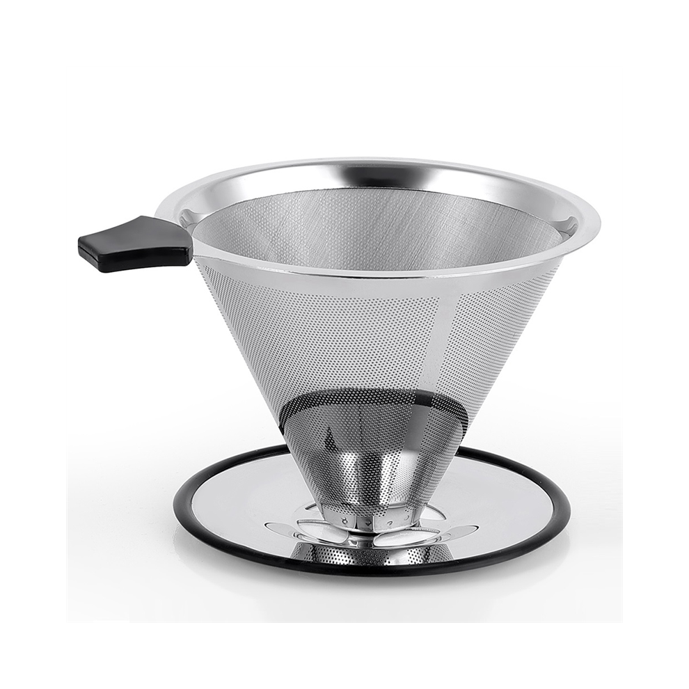 Stainless Steel Cone Coffee Dripper, Slow Drip Filter, Paperless and Reusable, Ultra Fine Micromesh Filter