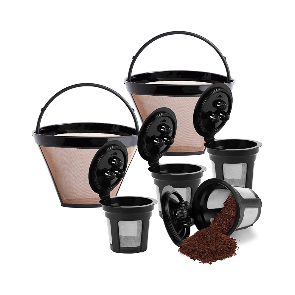 2 Pack Reusable Cone Coffee Filter & 4 Pods for Dual Brew Maker,