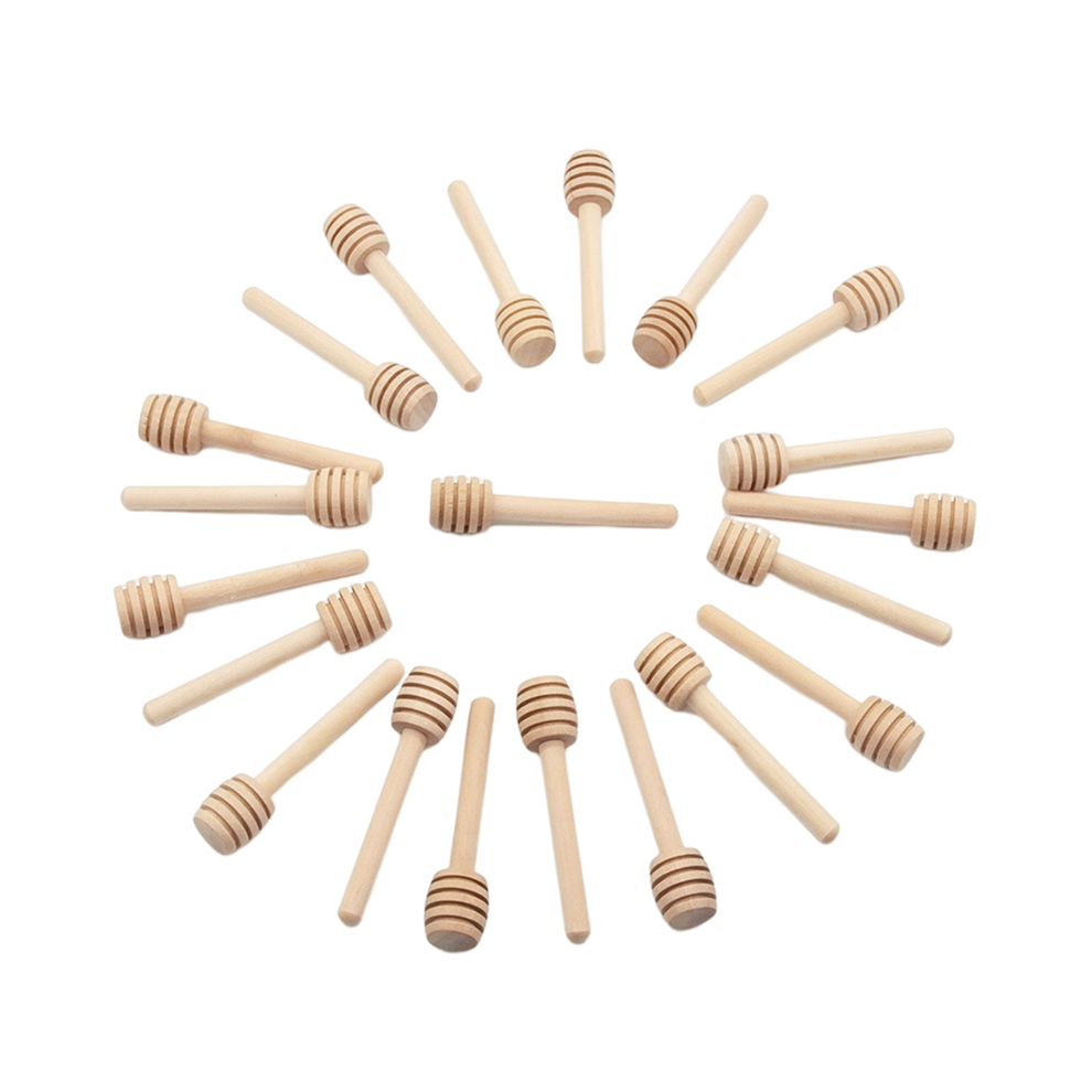 25Pcs Long Handle Wood Honey Spoons Mixing Sticks Dipper Extractor for Jar Coffee Milk Tea Supplies Kitchen Tool