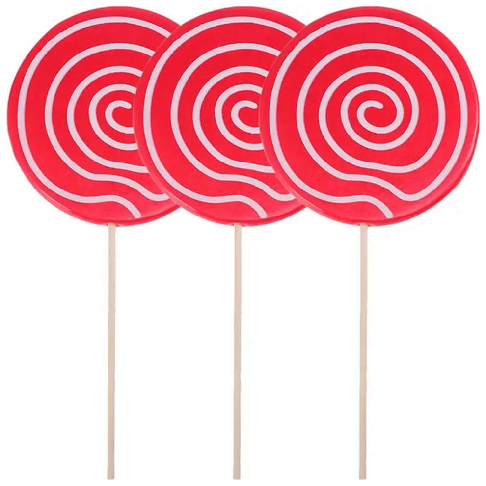 3Pcs Simulated Lollipop Prop Fake Model Candy Ornament Wedding Festival Party Decoration,Red