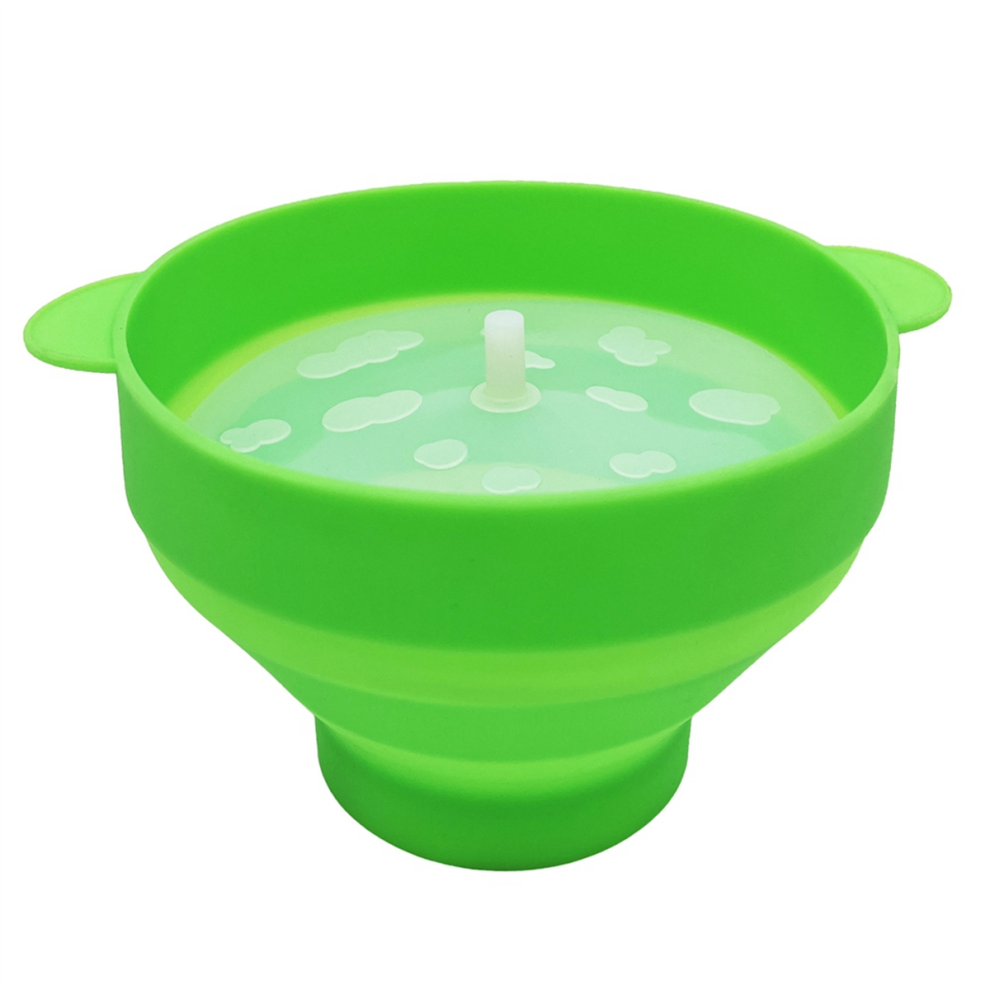 Popcorn Microwave Silicone Foldable Kitchen Easy Tools DIY Bucket Bowl Maker with Lid,Green