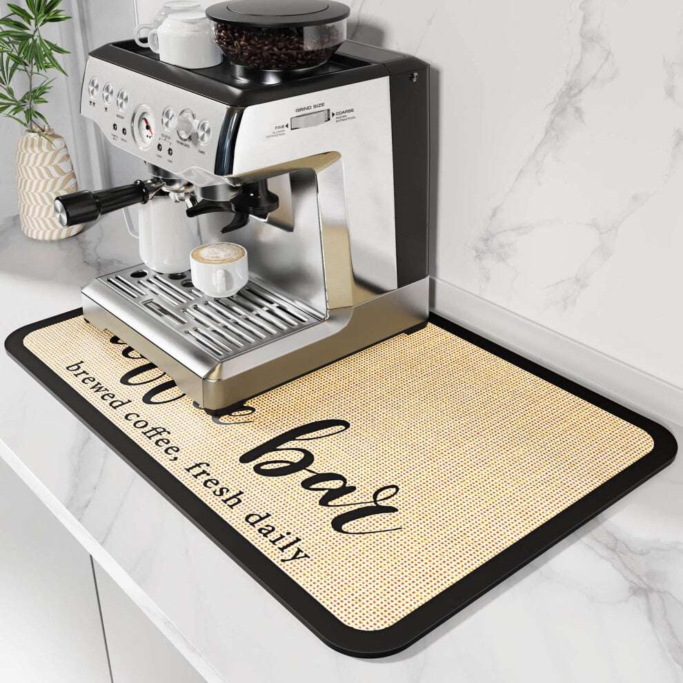 DK177 Coffee Bar Mat - Hide Stain Absorbent Drying Mat with Waterproof Rubber Backing - Fit Under Coffee Maker, Machine, Pot or Espresso Machine