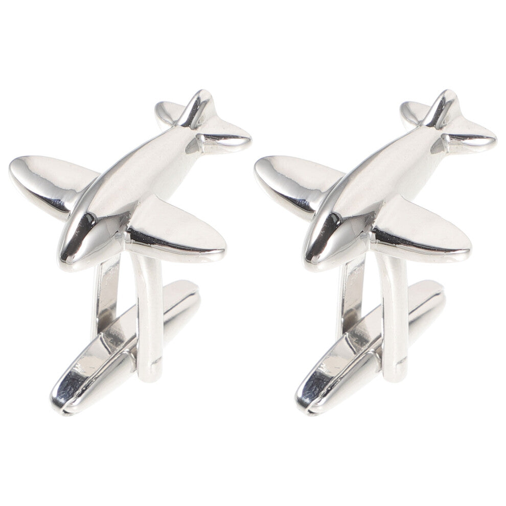 Mlins  Airplane Modeling Cufflinks For Men's Suit Studs Miss Man Silver