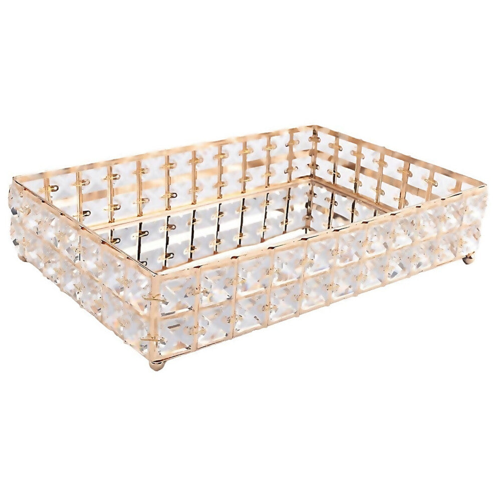 For 1pc Square Crystal Tray Household Cosmetics Storage Pallet Gold