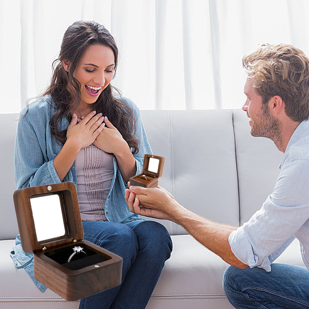 (Black) Ring Box  Jewelry Box Wooden Ring Box  Engagement Ring Box With 1 Slot Wedding Ring Box For Ring  Elegant And Retro Ring Box For  Wedding Prop