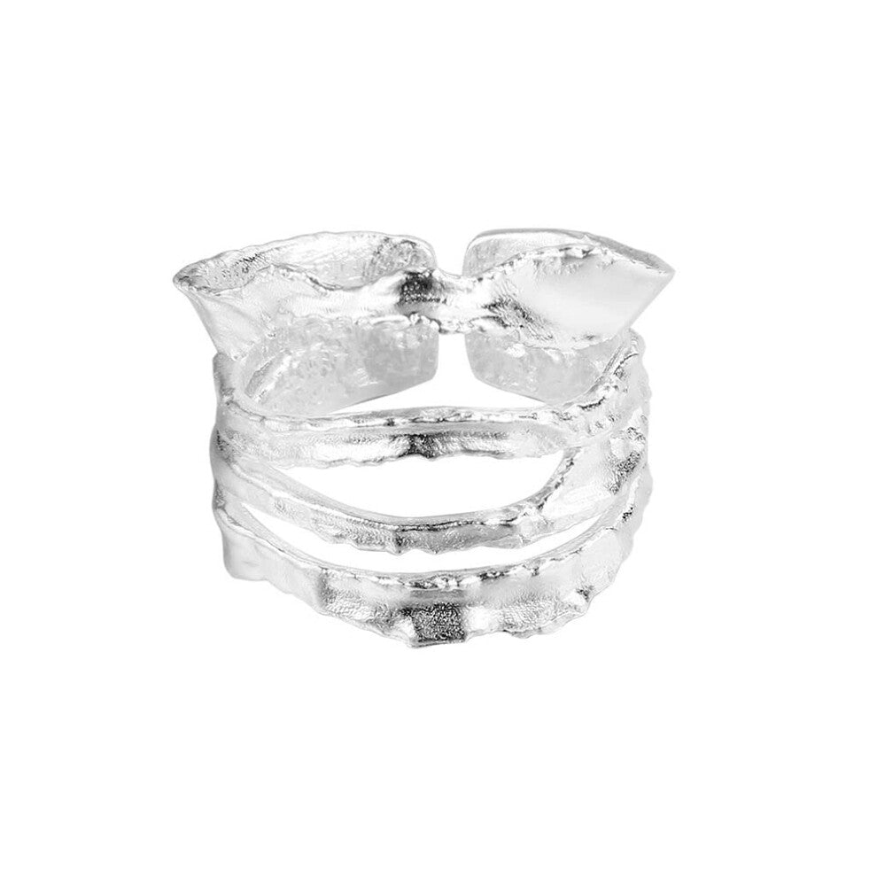 Adjustable Sterling Silver Ring for Women, 925 Line Multi-layered Openwork Design, Adjustable Engagement Ring Gift for Men and Girls