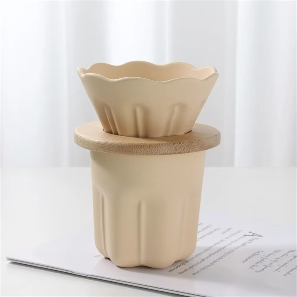 Hand-Brewed Coffee Filter Cup Coffee Pour over Kettle Set,LightYellow