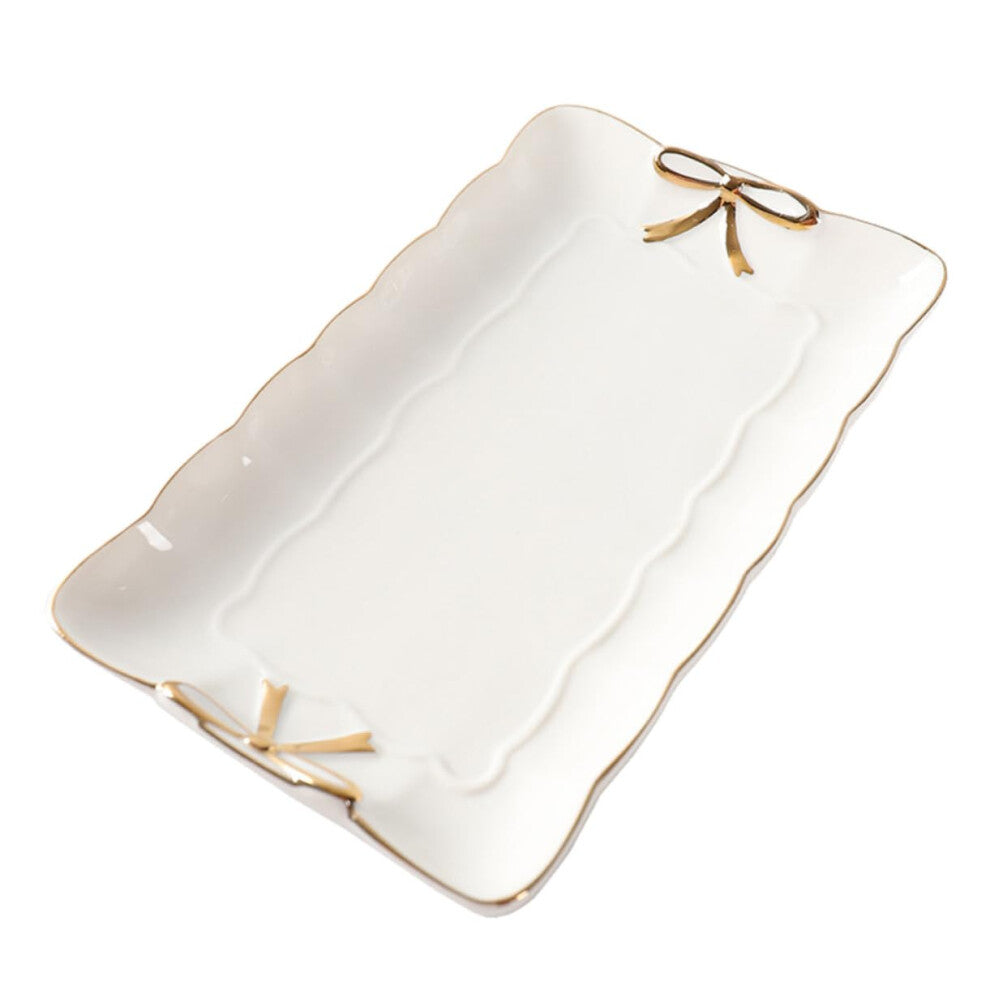 Ceramic Jewelry Tray 1 Piece Vintage Decorative Bowl White Porcelain Utensil Holder Storage Dish with Compartments