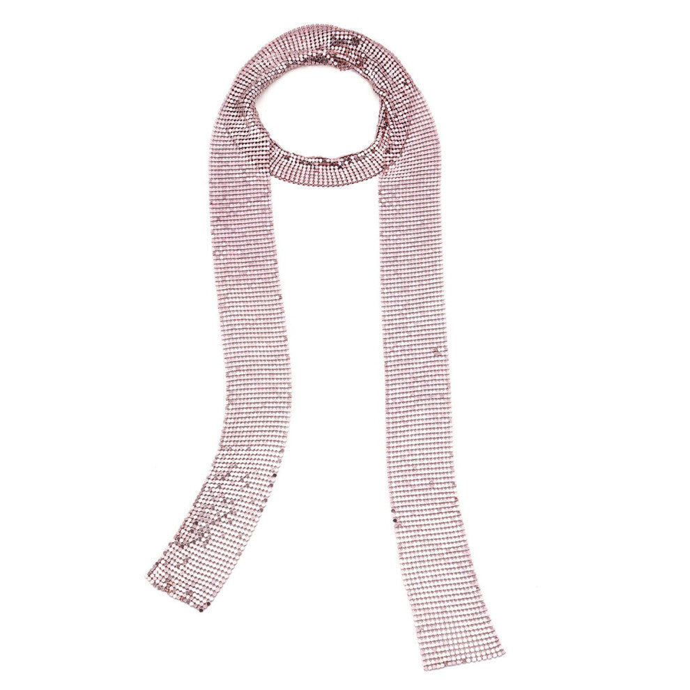 Necklace Trendy Scarf Metallic Wraps Party Chic Chain Golden