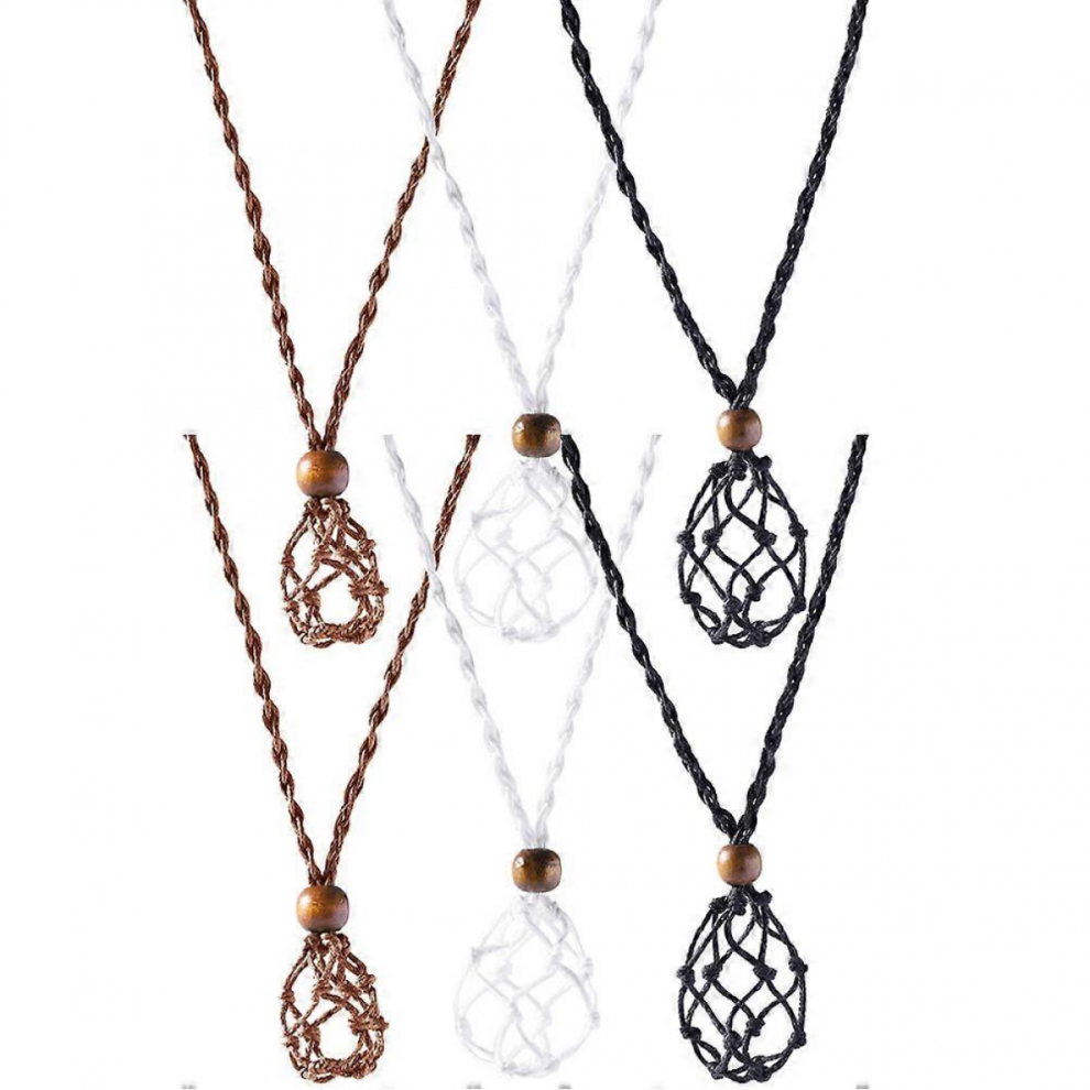 6Pcs Cord Stone Necklace Holders Woven Stone Holder Delicate Crystal Necklace Holders