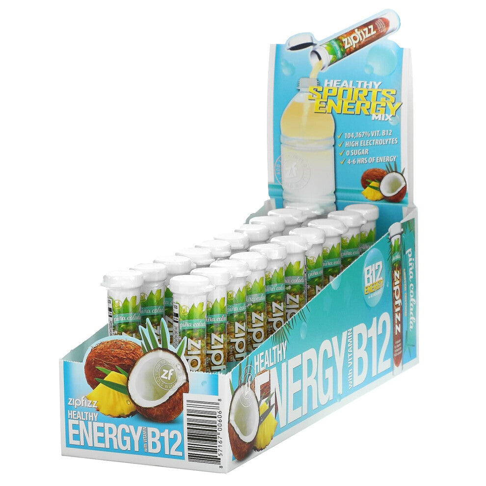 Zipfizz, Healthy Energy With Vitamin B12, Pina Colada, 20 Tubes, 0.39 oz (11 g) Each