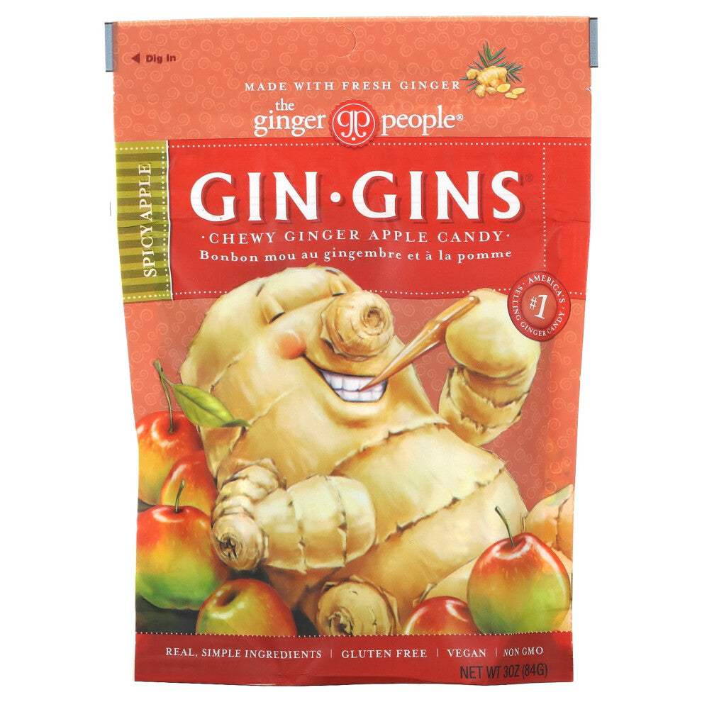 The Ginger People, GinGins, Chewy Ginger Apple Candy, Spicy Apple, 3 oz (84 g)
