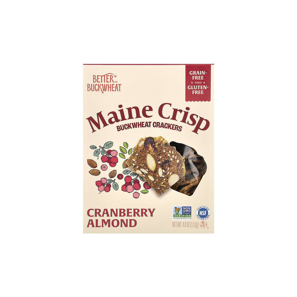 Maine Crisp Bucketwheat Crackers, Cranberry Almond