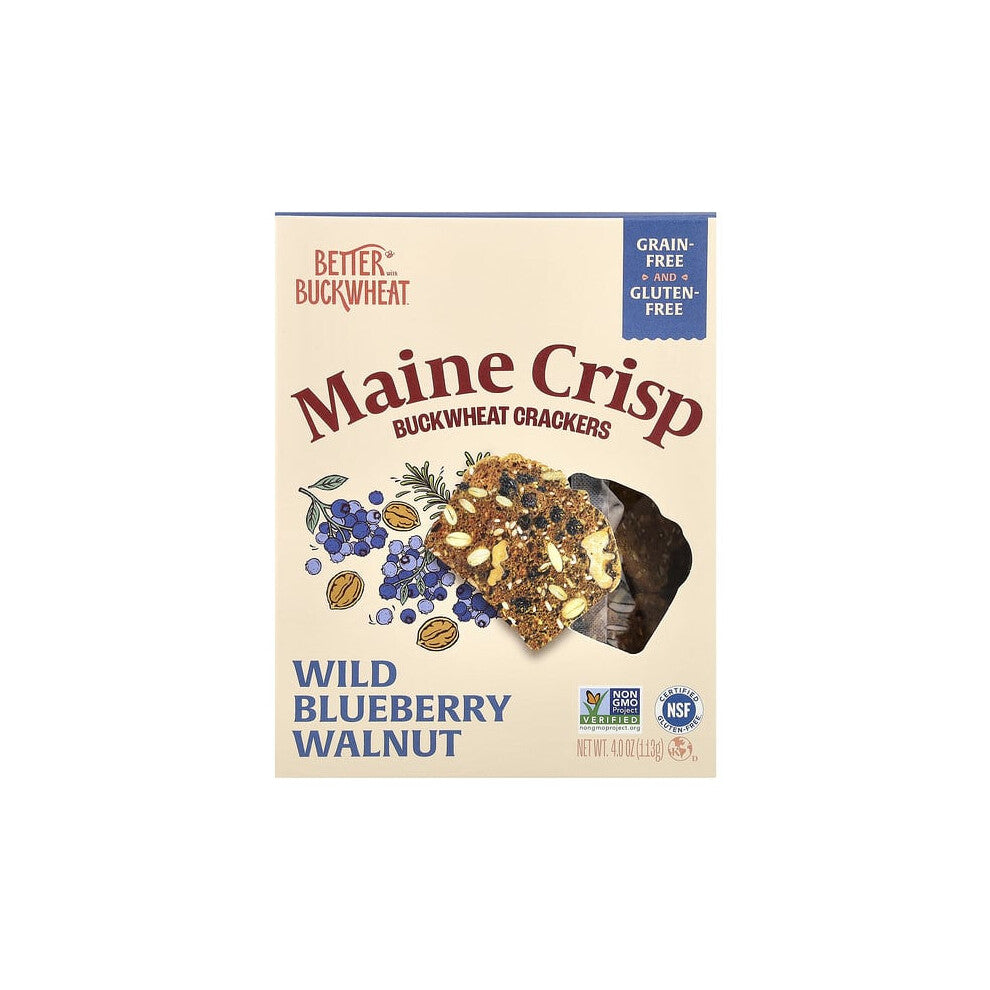 Maine Crisp Buckwheat Crackers, Wild Blueberry Walnut