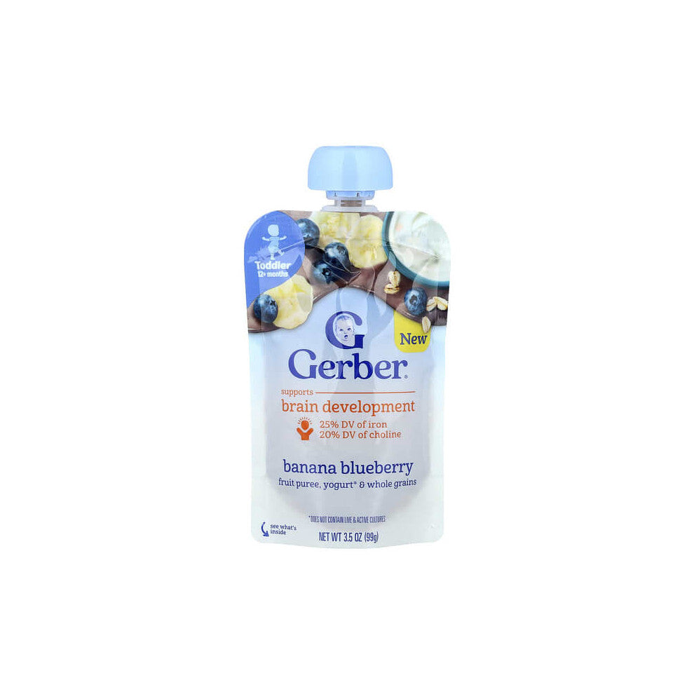 Fruit Puree, Yogurt & Whole Grains, 12+ Months, Banana Blueberry