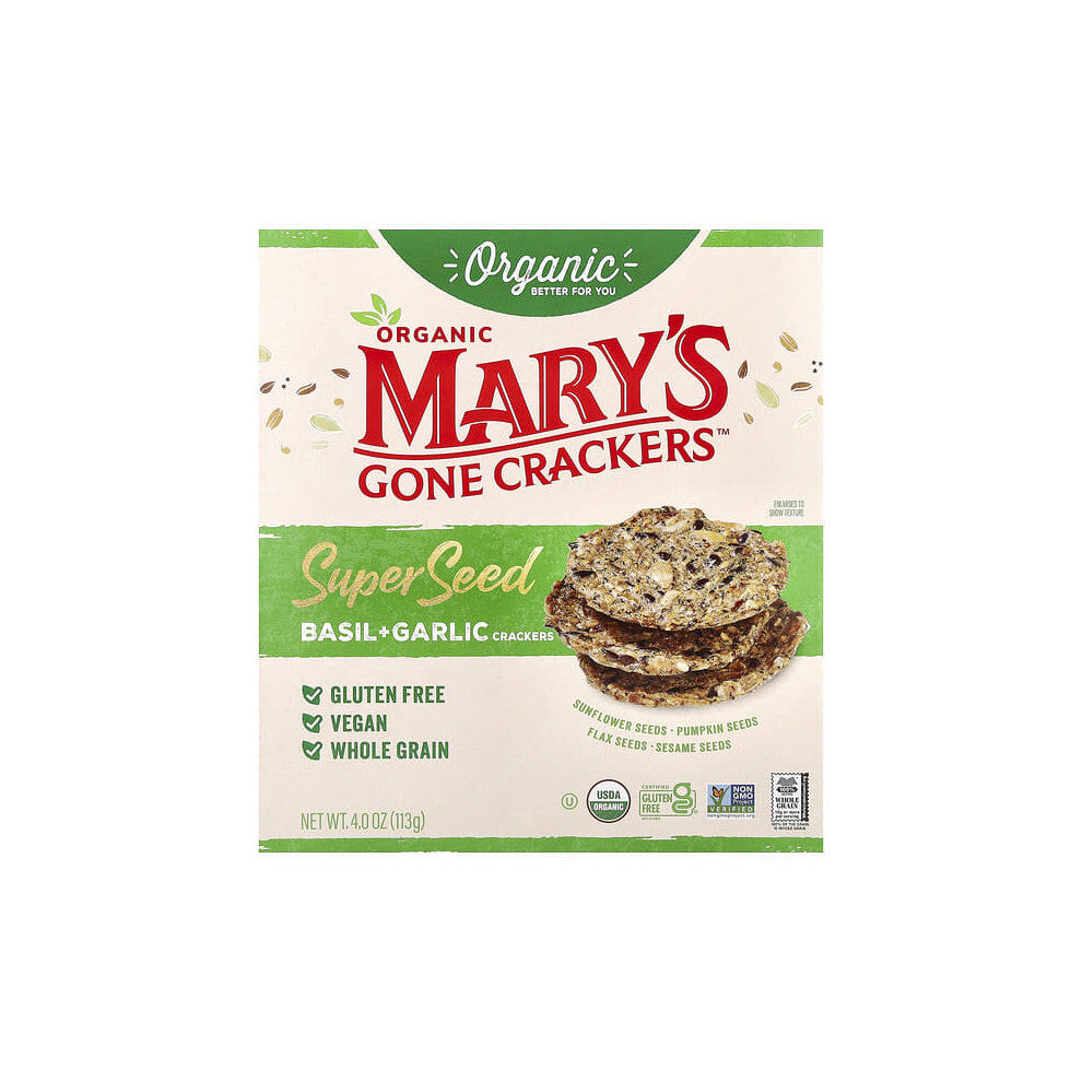 Organic Super Seed Crackers, Basil + Garlic