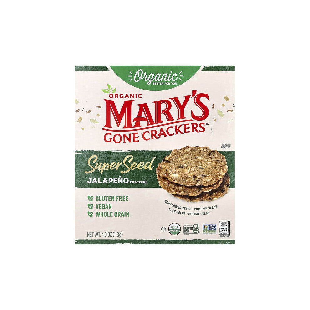 Organic Super Seed Crackers, Jalapeno