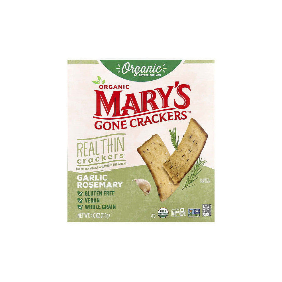 Organic Real Thin Crackers, Garlic Rosemary