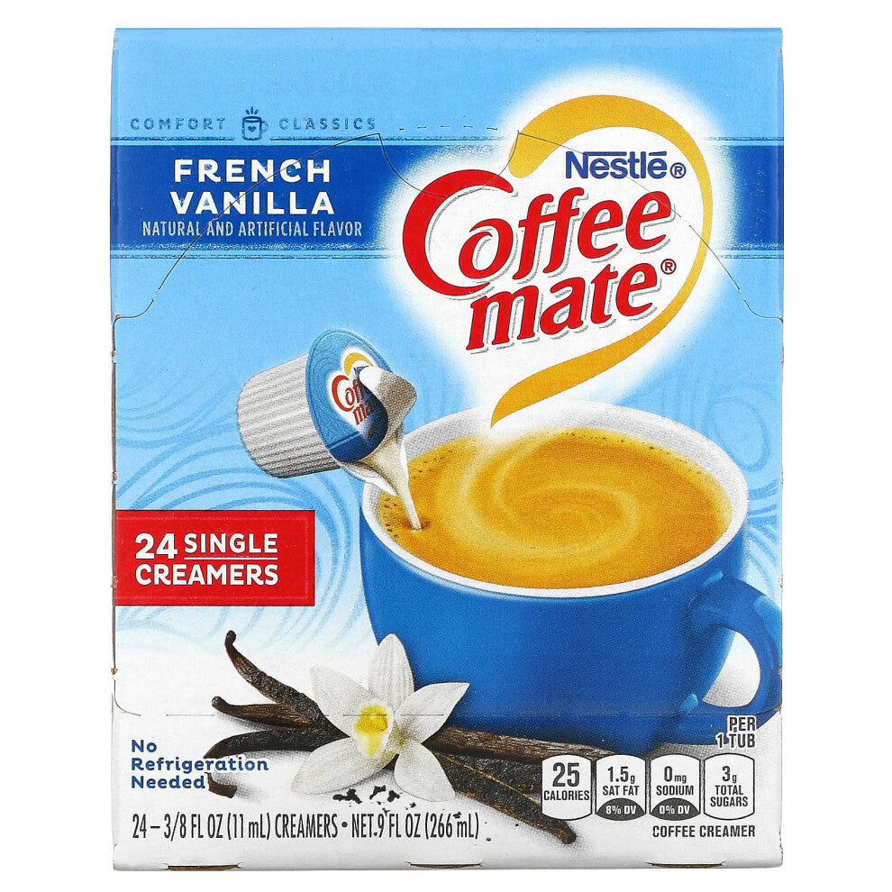 Coffee Mate, Liquid Coffee Creamer, French Vanilla, 24 Single Creamers, 3-8 fl oz (11 ml)