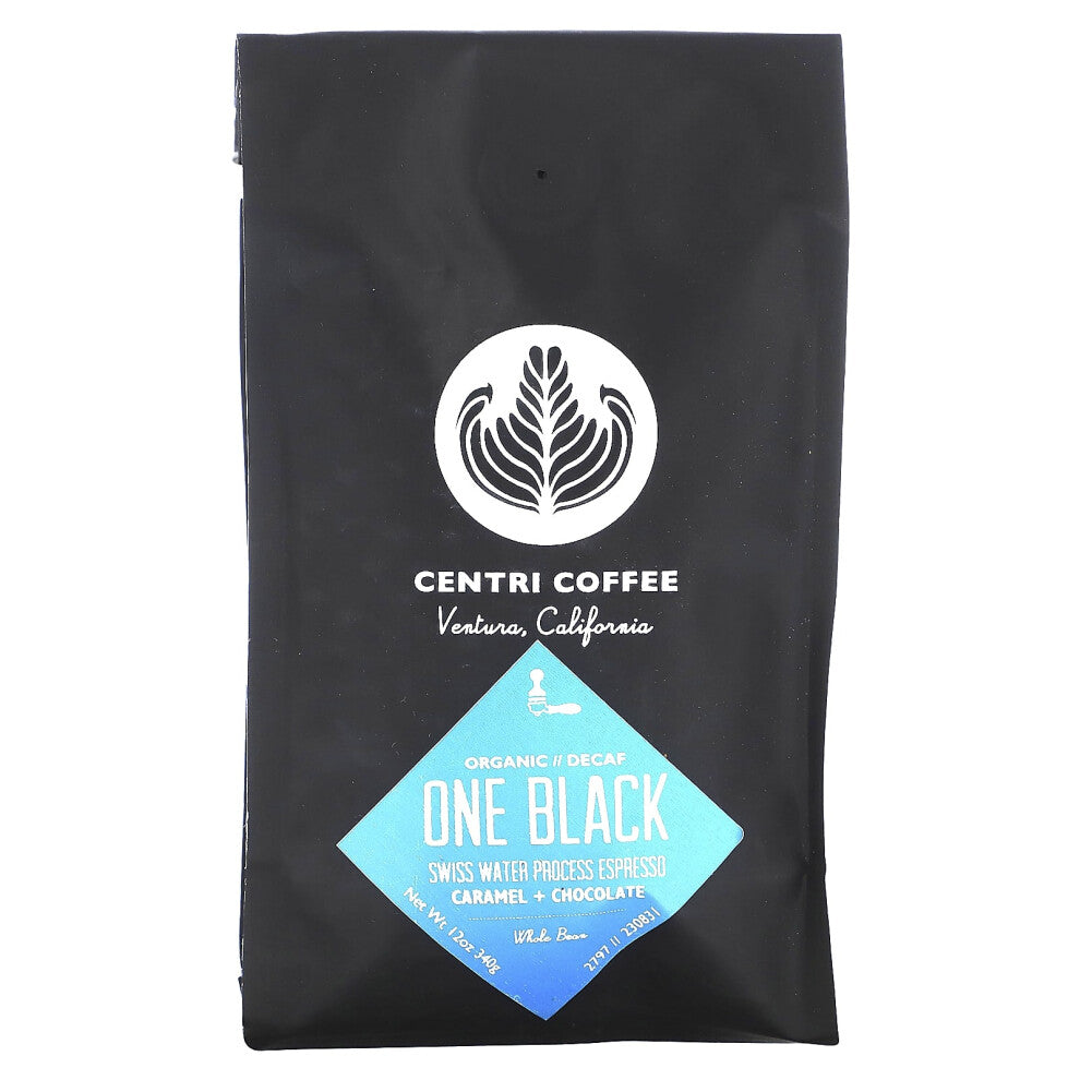 Cafe Altura, Centri Coffee, Organic One Black, Caramel + Chocolate, Whole Bean, Decaf, 12 oz (340 g)